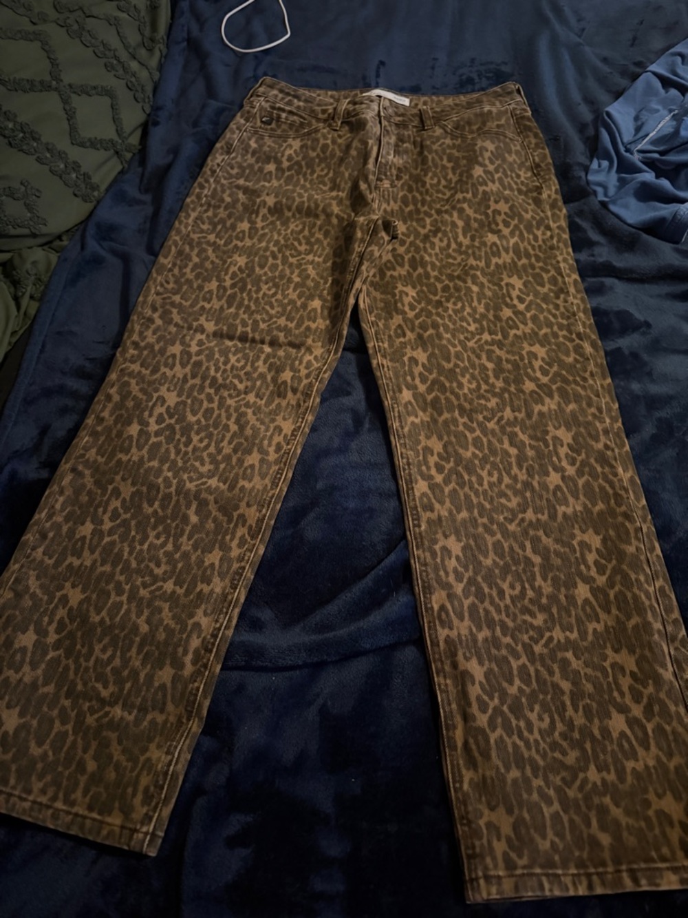 KanCan Brown Leopard-Print Straight Leg Jeans